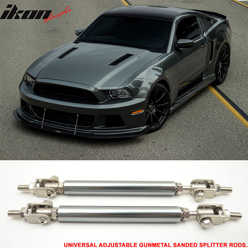 Universal Adjustable 5.5"-8" 2PC Gunmetal Bumper Lip Splitter Chin Rod