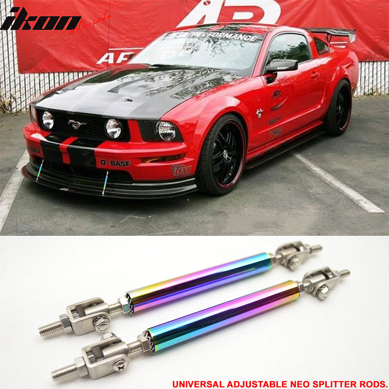 Universal Adjustable 5.5"-8" 2PC  Neochrome Bumper Lip Splitter Rods