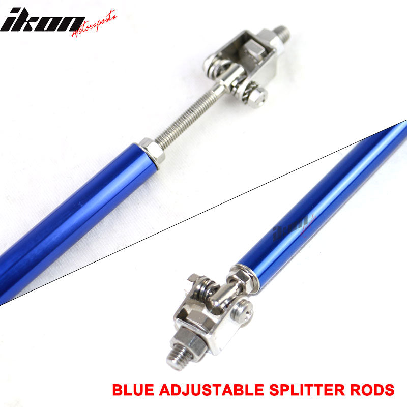 Blue Adjustable Front Bumper Lip Spoiler Splitter Strut Rods Support 8-10.6 Inch