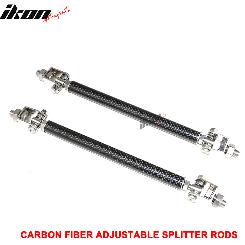 2x Carbon Fiber Adjustable Front Bumper Lip Spoiler Splitter Strut Rods 8-10.6"