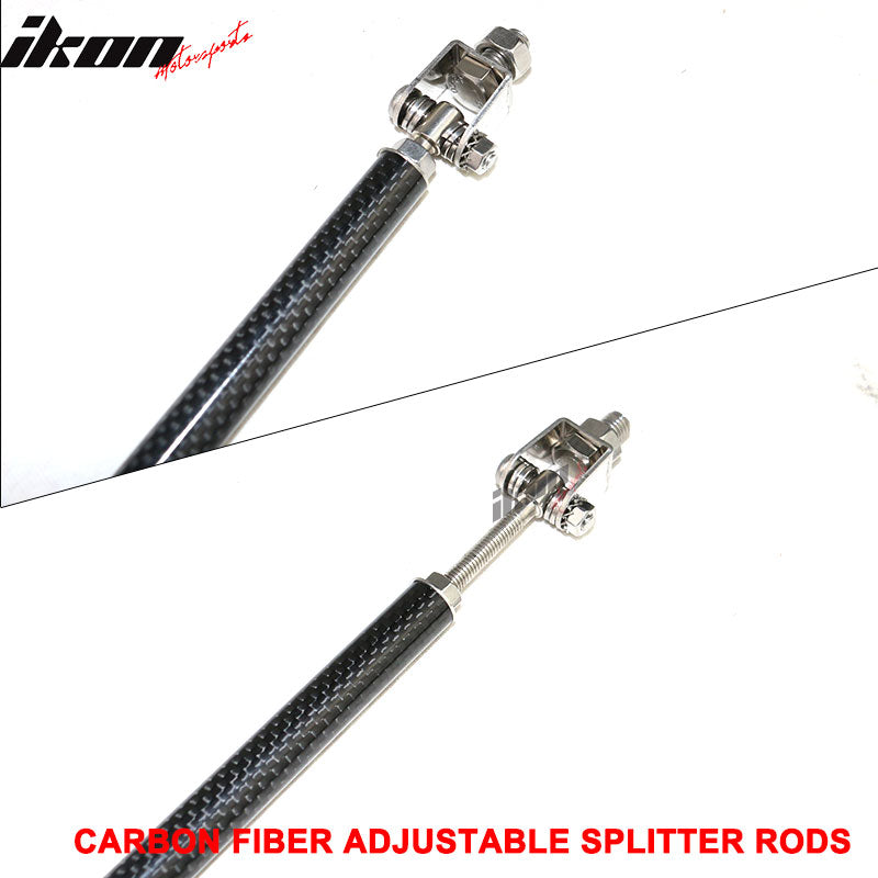 2x Carbon Fiber Adjustable Front Bumper Lip Spoiler Splitter Strut Rods 8-10.6"