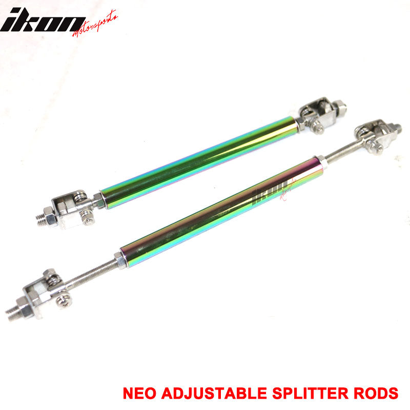 NEO Adjustable 2PCS Front Bumper Lip Spoiler Splitter Strut Rods Support 8-10.6"