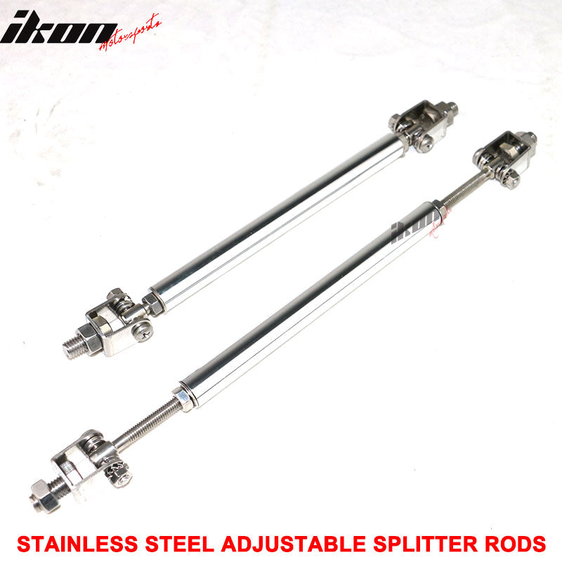 Stainless Steel Adjustable Front Bumper Lip Spoiler Strut Rods 8-10.6 Inch