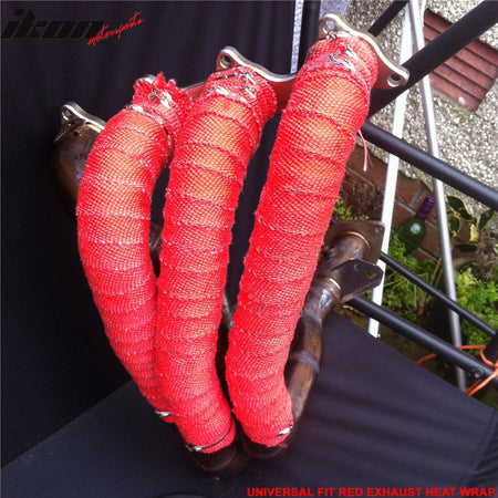 2X1 16X50 Feet Exhaust Wrap Header Turbo Manifold Downpipe Racing Red Heat