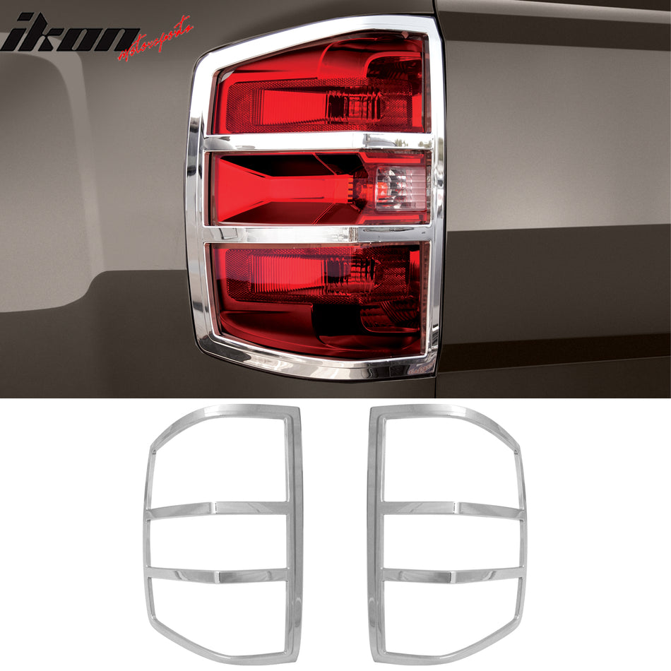 2014-2018 Chevrolet Silverado 1500 Tail Light Bezels Chrome ABS 2PCS