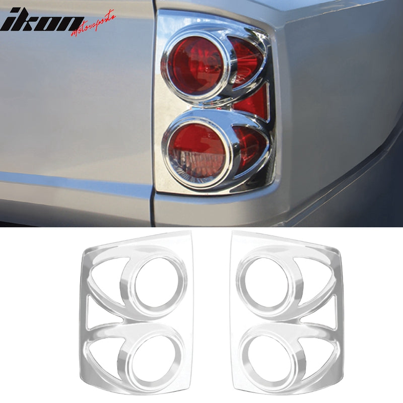 2005-2011 Dodge Dakota Chrome 2PCS Rear Tail Lights Bezel Covers ABS