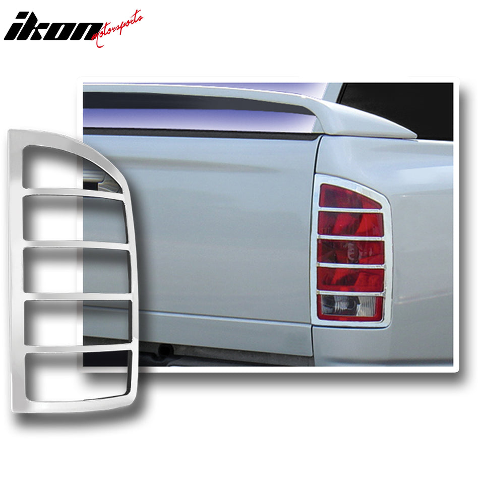 2002-2006 Dodge Ram 1500 Chrome 2PCS Rear Tail Lights Bezel Covers ABS