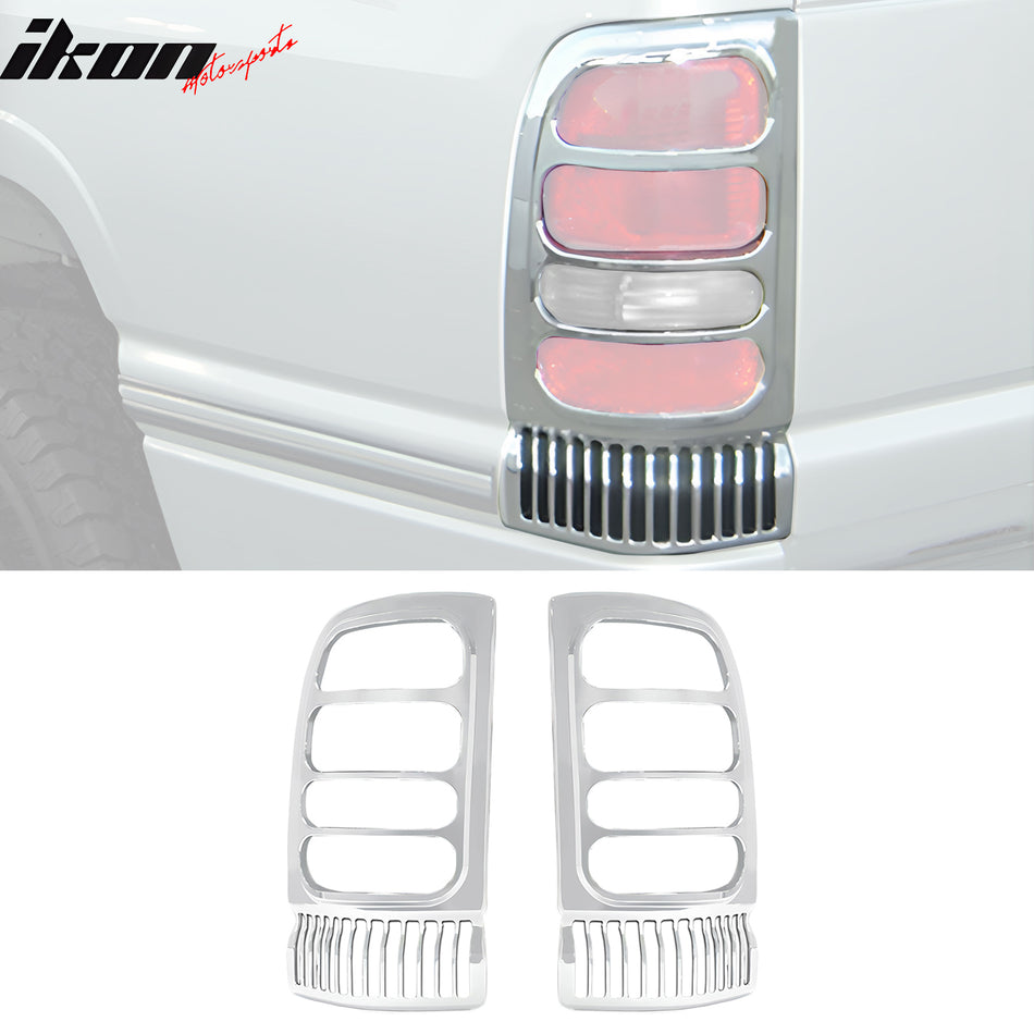 1994-2001 Dodge Ram 1500 Chrome 2PCS Rear Tail Lights Bezel Covers ABS