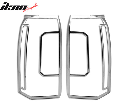 IKON MOTORSPORTS, Tail Light Bezel Compatible With 2015-2017 GMC Yukon & Yukon XL, 2PCS Driver Passenger Side Rear Tail Lights Taillights Bezel Covers Assembly Replacement ABS Chrome