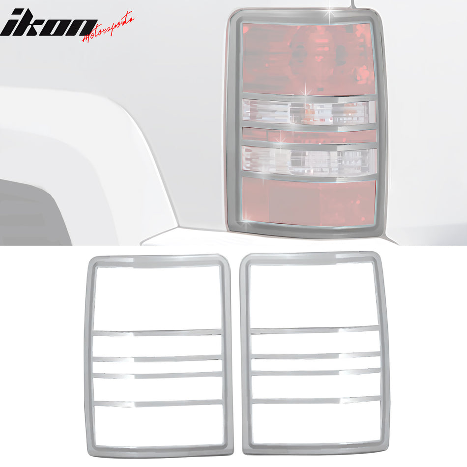 2008-2013 Jeep Liberty Chrome ABS Tail Lights Frame Bezel Trim Pair