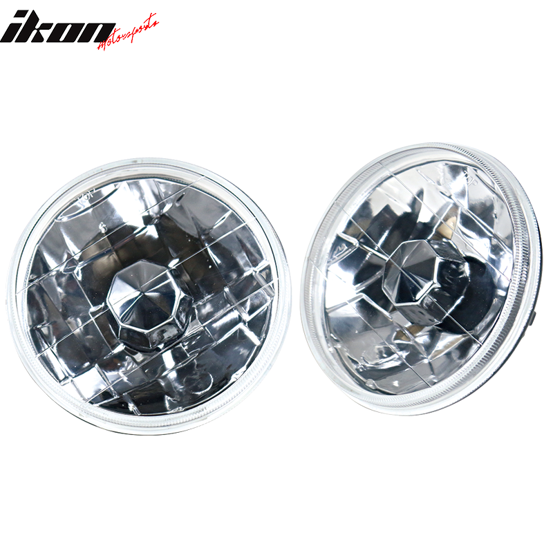 Head Lights Compatible With Most Vehicles, Universal 5 Inch Round Headlights Conversion Head Lamps Clear Lens Pair by IKON MOTORSPORTS