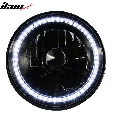 7" H6024 6014 Halogen White LED Halo Ring H4 Light Bulb Angel Eye Headlight Lamp