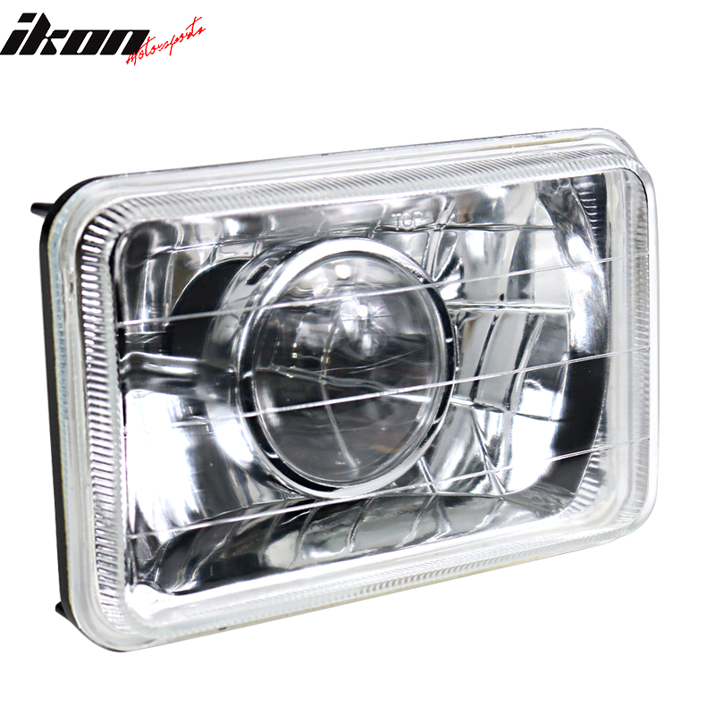 Universal Chrome 7X6 Square H4 Diamond Projector Headlights Left Right