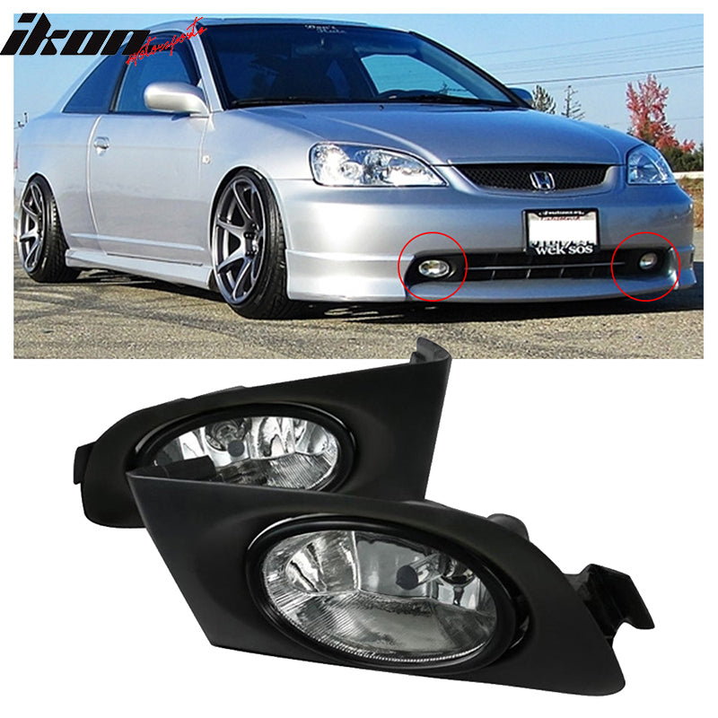 2001-2003 Honda Civic Clear Lens 2PCS Front Bumper Fog Lights Lamps