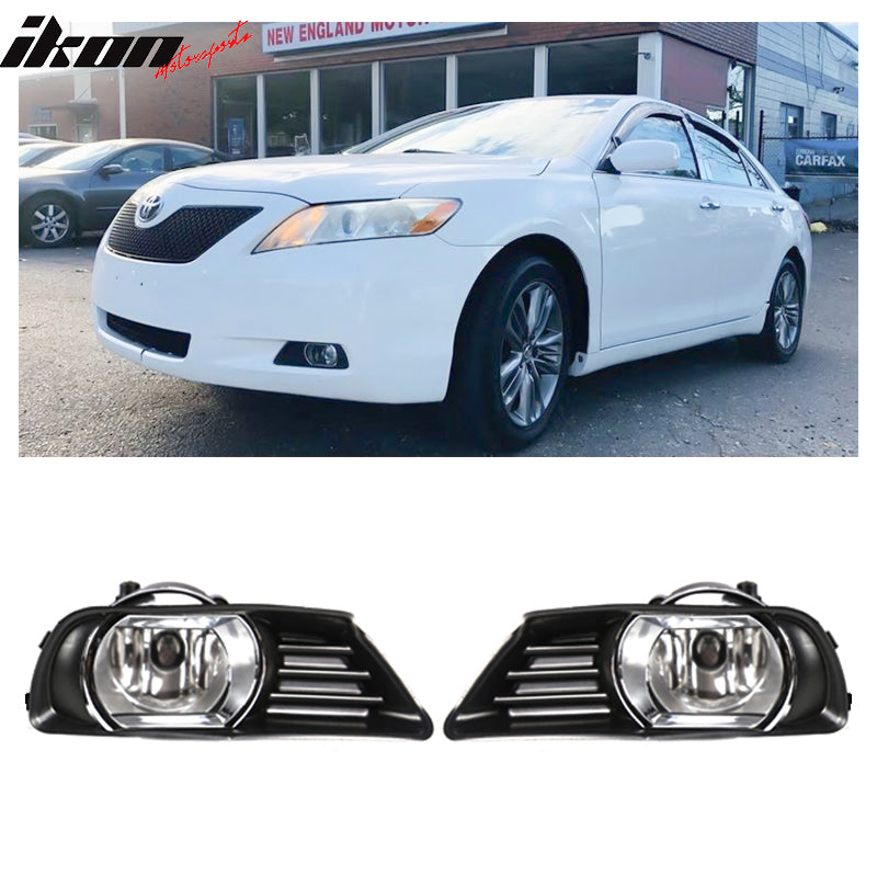 2007-2009 Toyota Camry Front Bumper CFog Lights Clear W/Chrome Bezel