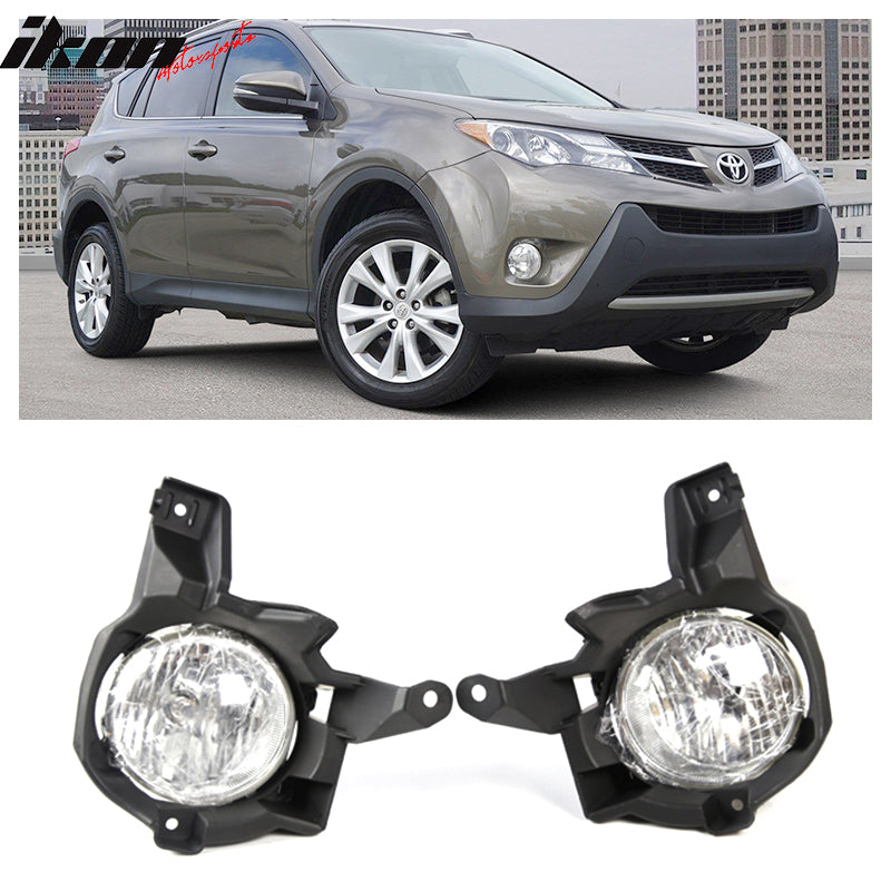 2013-2015 Toyota Rav4 2PCS Front Bumper Fog Lights W/ Clear Lens