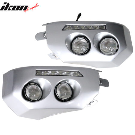 Fits 07-14 Toyota FJ Cruiser 2PCS Front Bumper Fog Lights Lamps DRL LR + RH