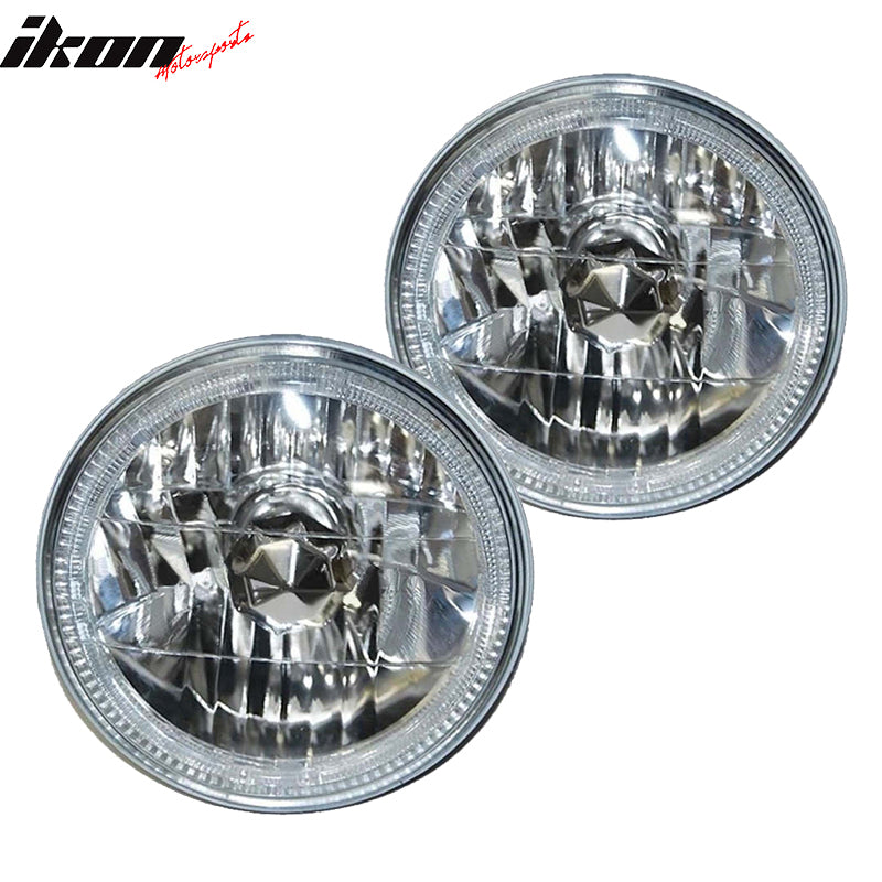 1997-2018 Jeep Wrangler TJ JK 7" 2PC Headlights Round W/White SMD Halo