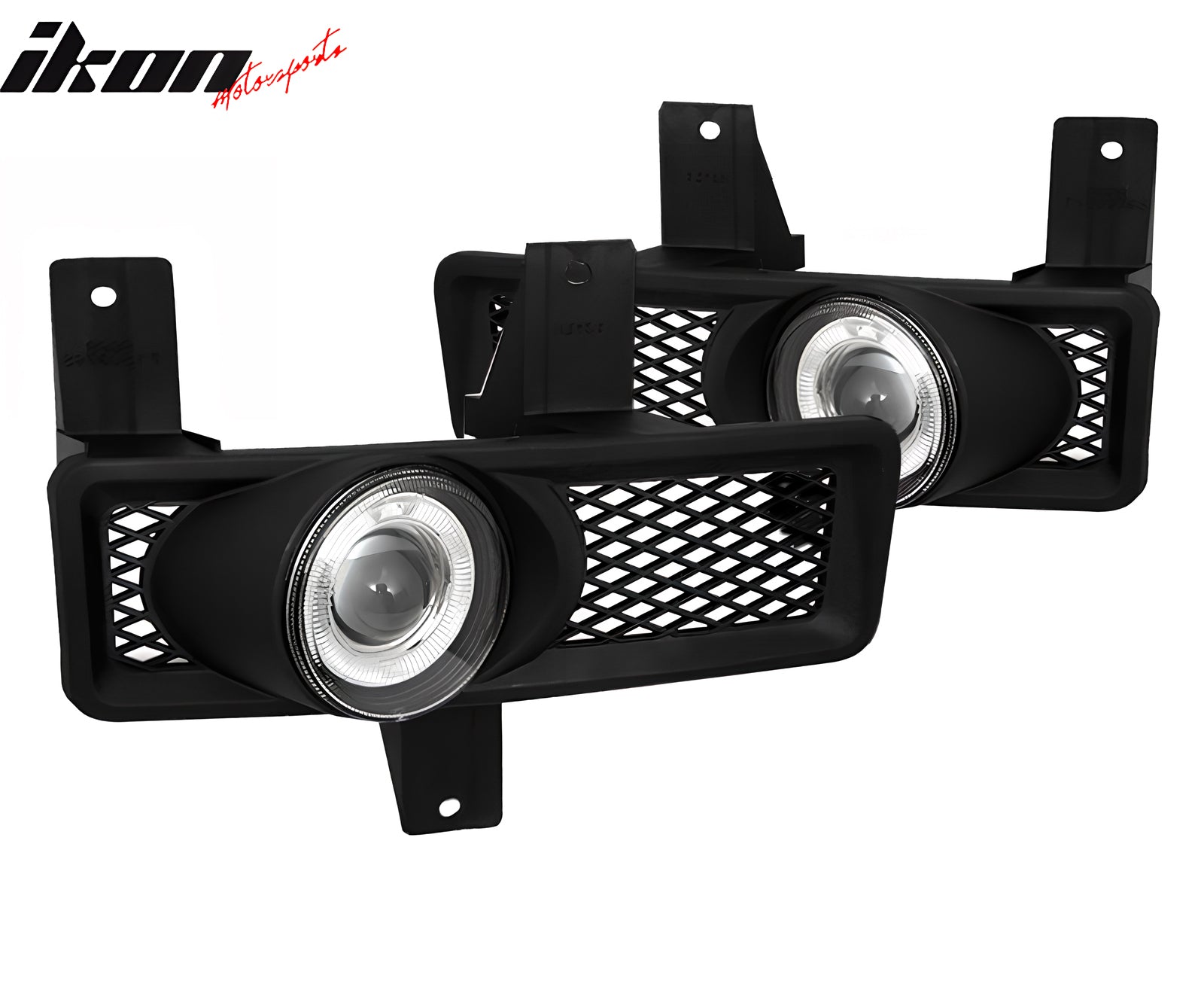 Fits 97-98 Ford F-150 Ring Style 2PCS Front Projector Fog Lights W/Black Housing