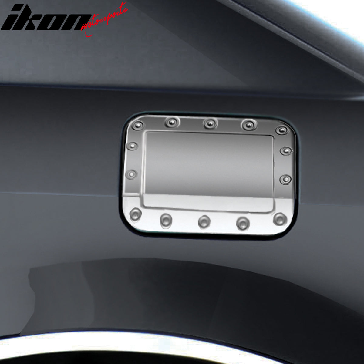 IKON MOTORSPORTS, Fuel Gas Door Cover Compatible With 2005-2010 Chrysler 300/300C & 2005-2010 Dodge Magnum, Mirror Finish Stainless Steel Exterior Side Fuel Tank Gas Cover Trim Decoration Accessories