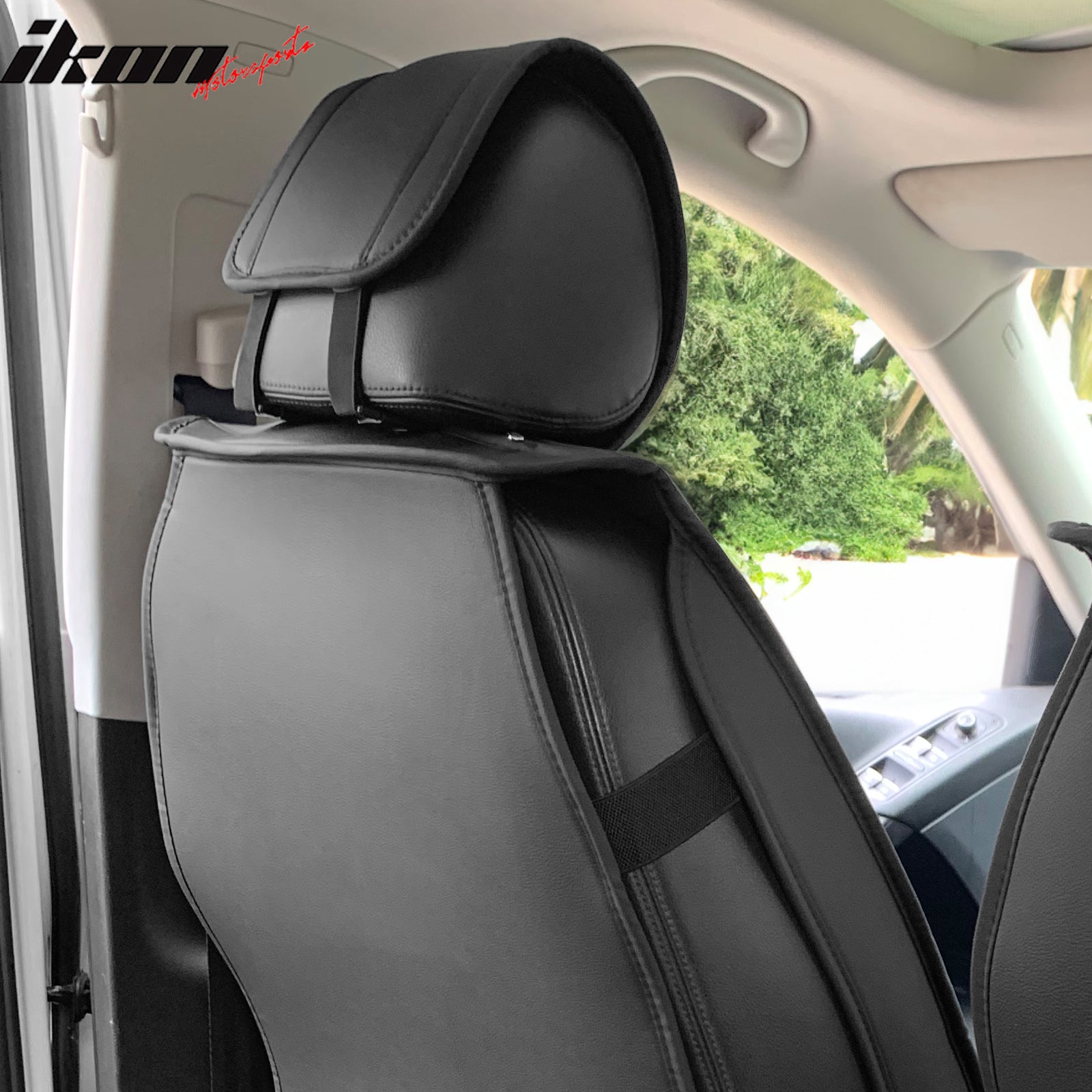 IKON MOTORSPORTS, Car Seat Covers Universal fit for Most Cars SUV Pick-up Trucks, PU Leather Driver Seat Cover, Auto Seat Cushion Protector