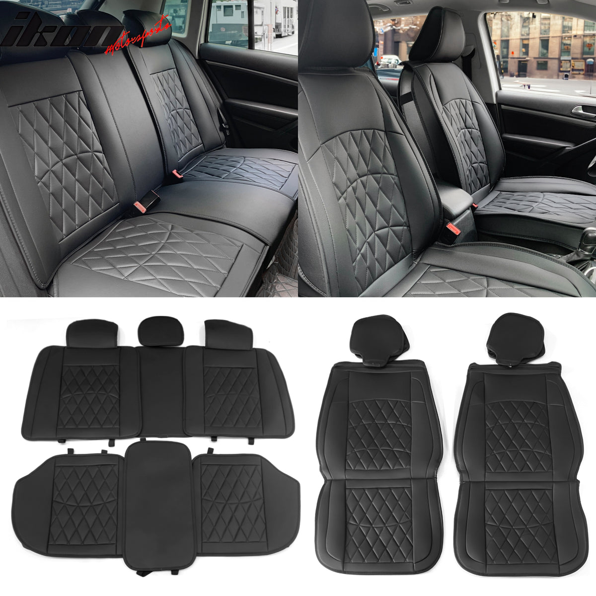 Universal PU Leather Car Seat Covers Cushions Protector 04 Style Set