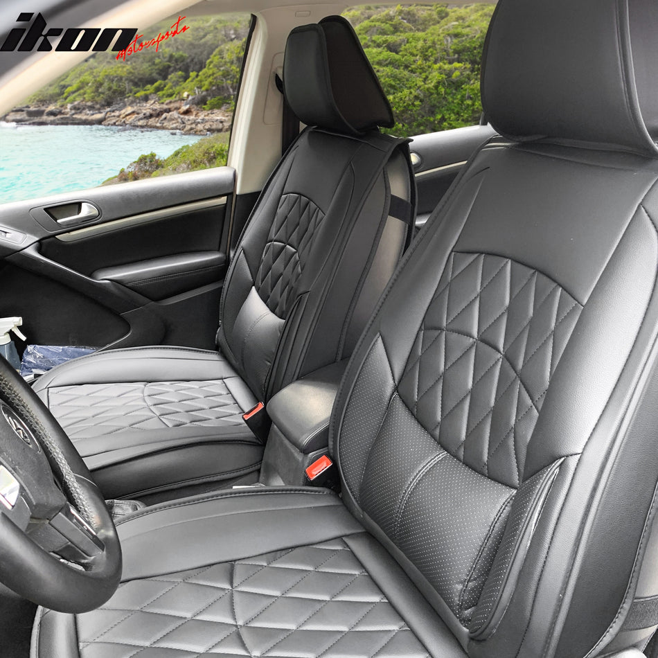 Universal PU Leather Car Seat Covers w/ Lumbar 04B Style 5-Seat Full Set