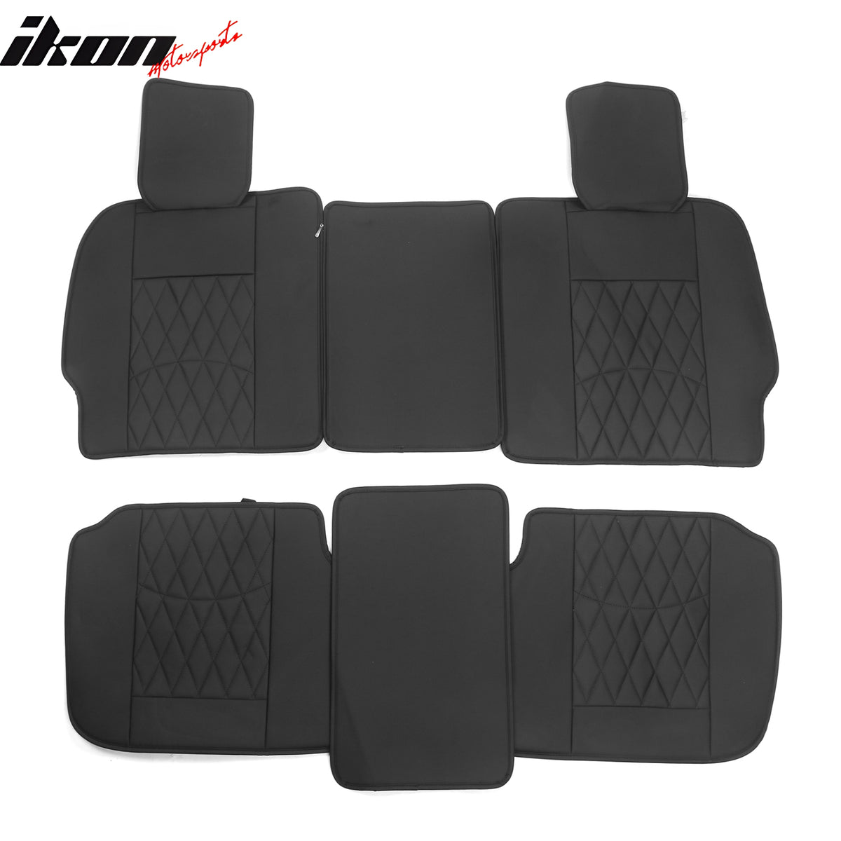 For 09-23 Dodge Ram 1500 2500 3500 Black Seat Covers PU Leather 5-Seat Bench Pad