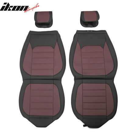 For 09-23 Ford F150 Crew Cab Pickup Seat Covers PU Leather 5 Seats - Black&Brown