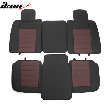 For 09-23 Ford F150 Crew Cab Pickup Seat Covers PU Leather 5 Seats - Black&Brown