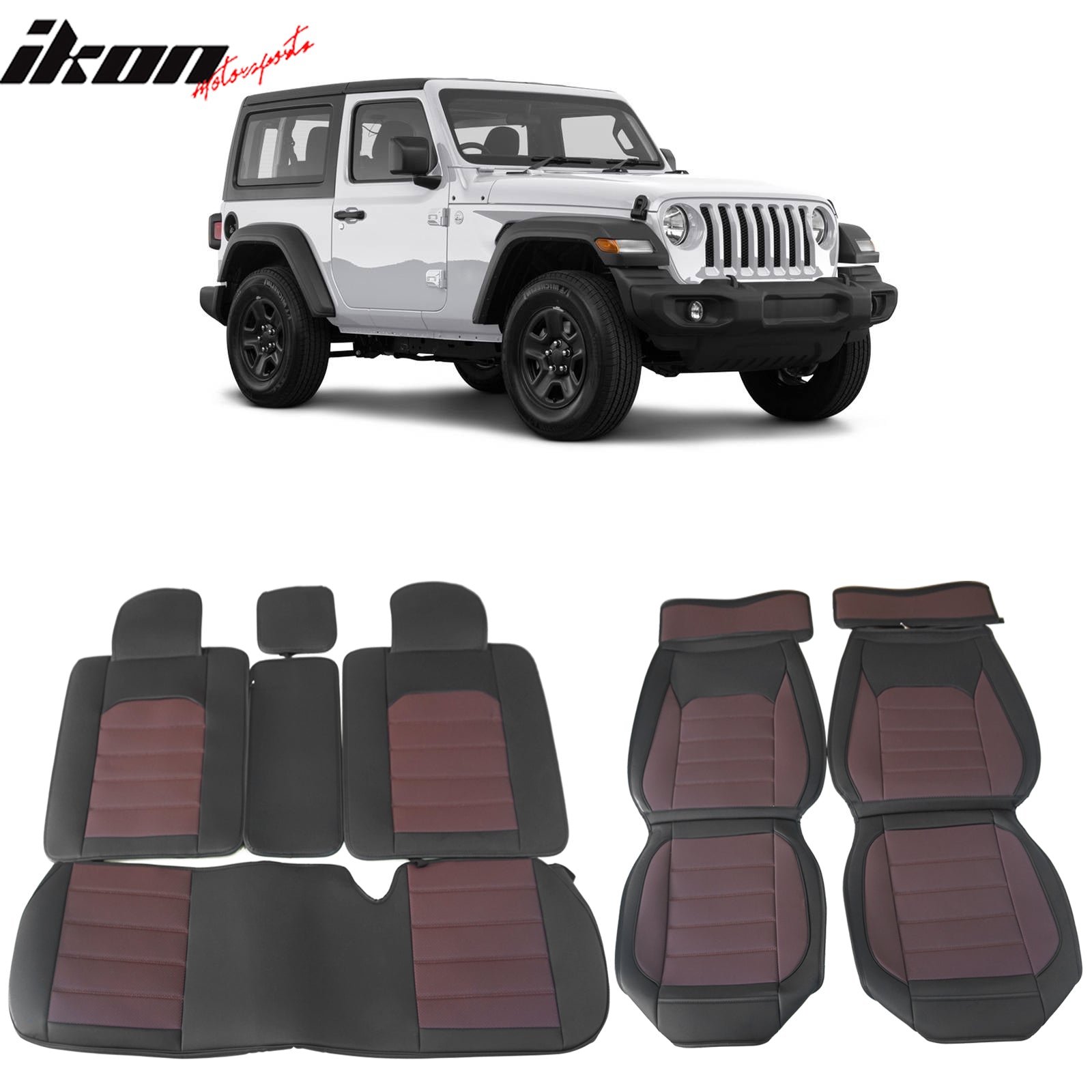 Fits 07-23 Jeep Wrangler JK JL PU Leather Seat Covers w/ Pocket Full Set