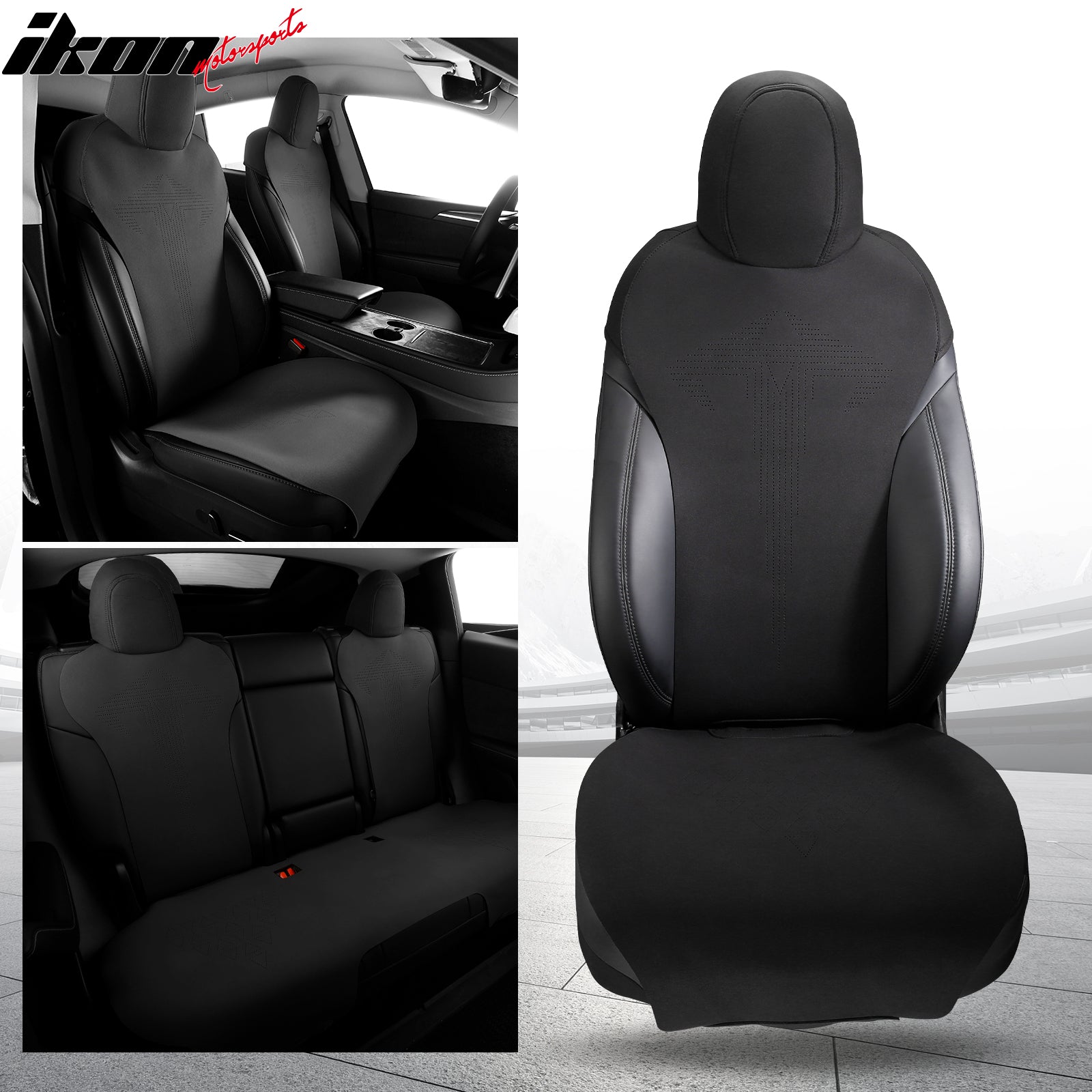 Fits 17-23 Tesla Model 3 V1 Style Seat Cushions Protector Suede Leather