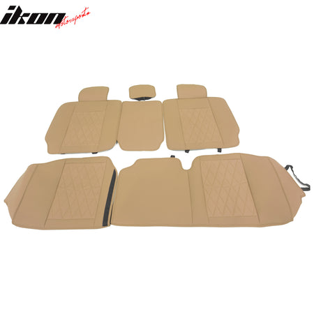 Fits 08-23 Toyota Tundra Full Set Seat Covers Front Back Row PU Leather