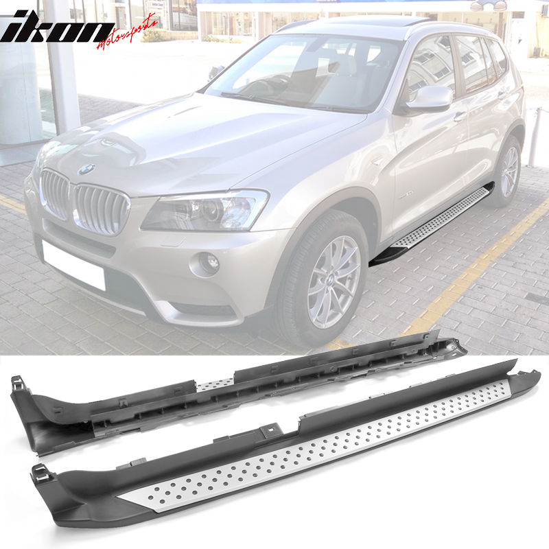 2011-2017 BMW X3 F25 Black Silver 2PCS Running Boards Side Step Bars