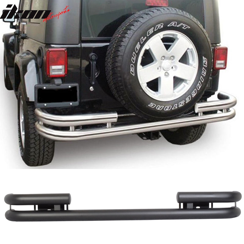 1976-2006 Jeep Wrangler CJ OE Black Double Tube Rear Bumper Bar Steel