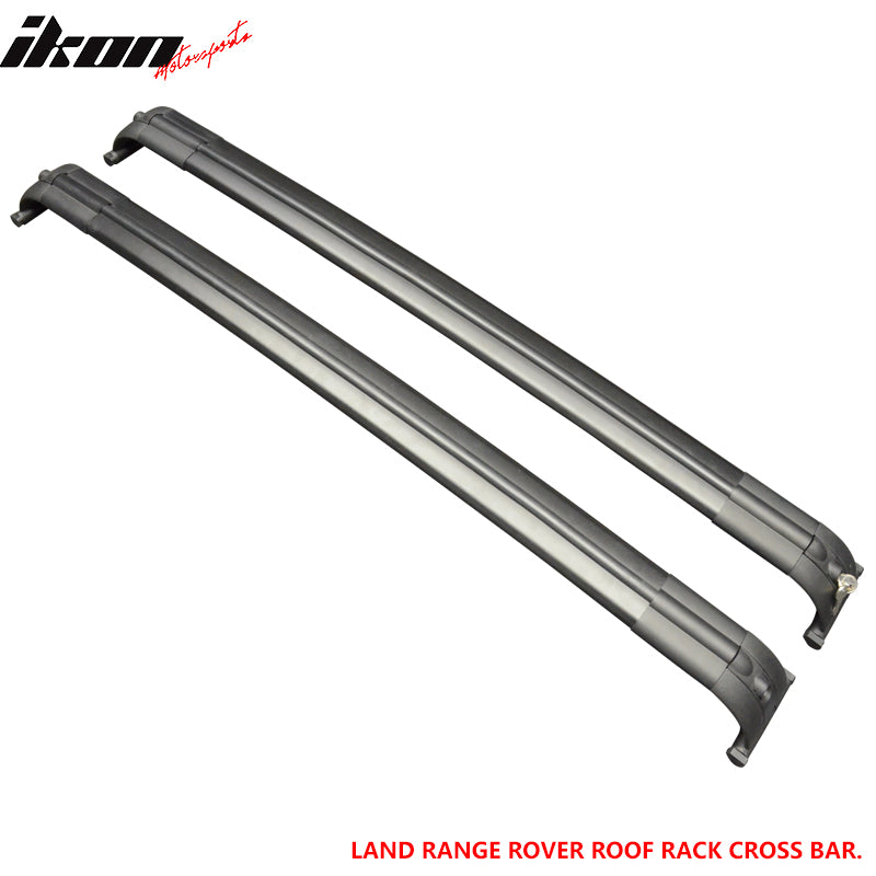 Roof Rack Cross Bars Compatible With 2002-2012 Land Rover Range Rover HSE, Factory Style Polish Aluminum Roof Top Bar Luggage Carrier by IKON MOTORSPORTS, 2003 2004 2005 2006 2007 2008 2009 2010