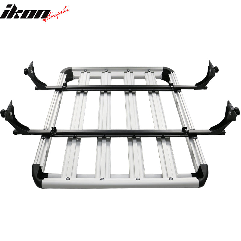 50x35x5 In SUV Top Rack Cargo Luggage Carrier Basket + Cross Bar Aluminum Silver