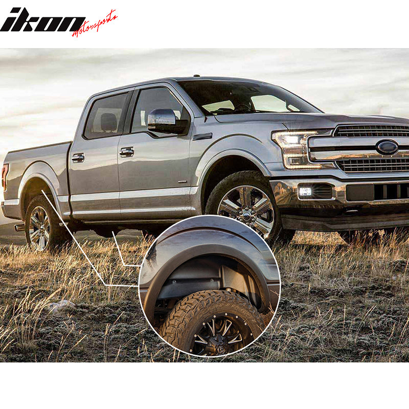 Rear Wheel Well Guards Liners Compatible With 2015-2020 Ford F150, Unpainted PP by IKON MOTORSPORTS