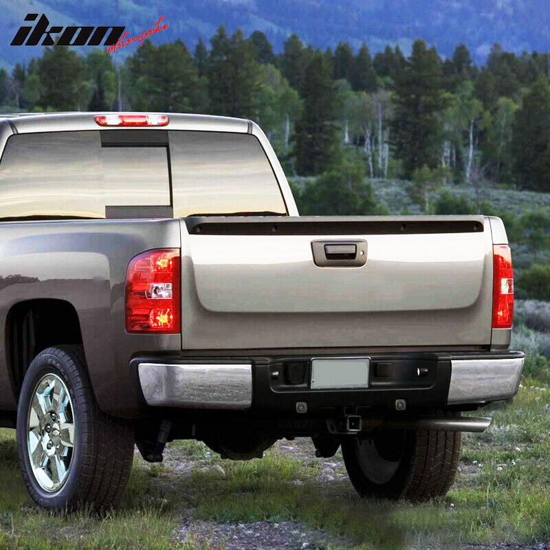 IKON MOTORSPORTS, Rear Step Bumper Compatible With 2007-2013 Chevy Silverado 1500 GMC Sierra 1500, Step Bumper Steel W/O Hole Chrome OE Style, 2008 2009 2010 2011 2012