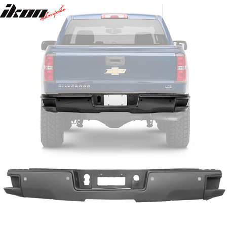 Fits 14-18 Silverado GMC Sierra Chrome Rear Step Bumper w/ Sensor Holes