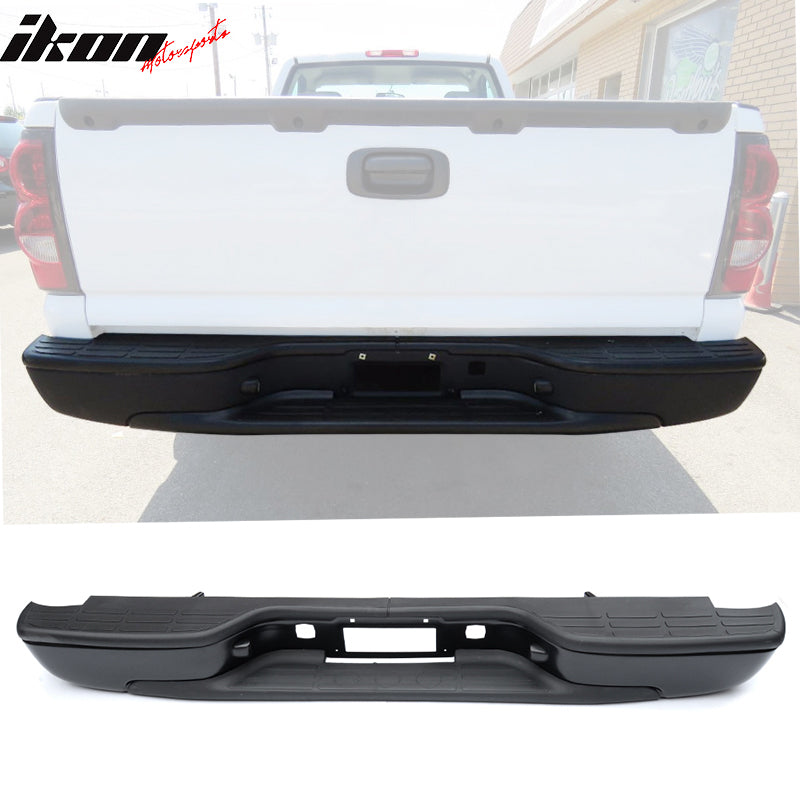 Fits 99-06 Silverado Sierra Fleetside/Styleside Rear Step Bumper SS Chrome/Black