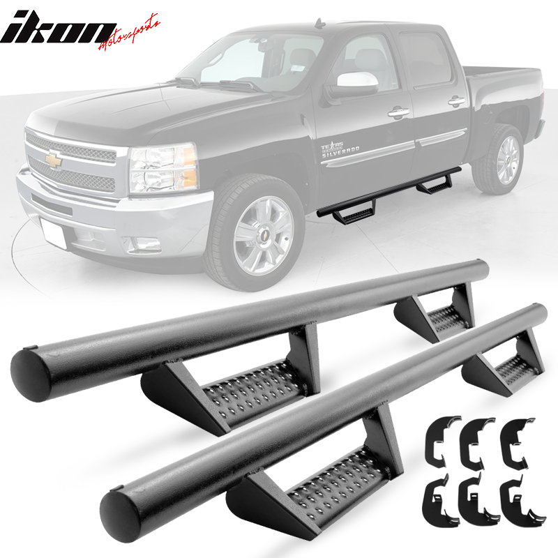 2007-2018 Chevy Silverado Crew Cab BCK Style Black Running Boards