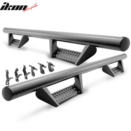 IKON MOTORSPORTS, Side Step Bars Compatible With 2007-2018 Jeep Wrangler 4Dr, Running Boards Nerf Bars Left Right Side Kit