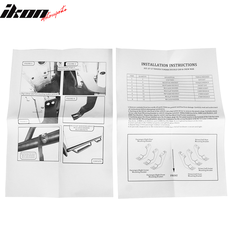 Fits 07-21 Toyota Tundra Crew Cab & Double Cab BCK Style Side Step Bars