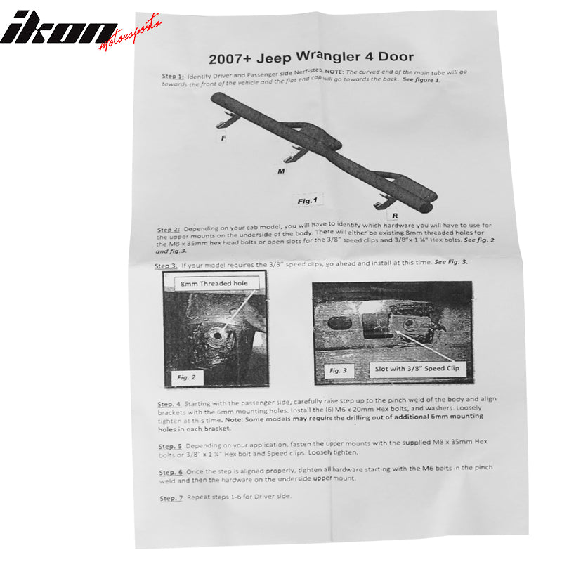 Fits 07-18 Jeep Wrangler 4Dr BCT Style Side Step Bars