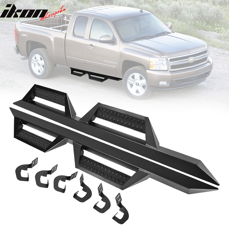 2007-2018 Chevy Silverado Extended Cab BZ Style Black Running Boards