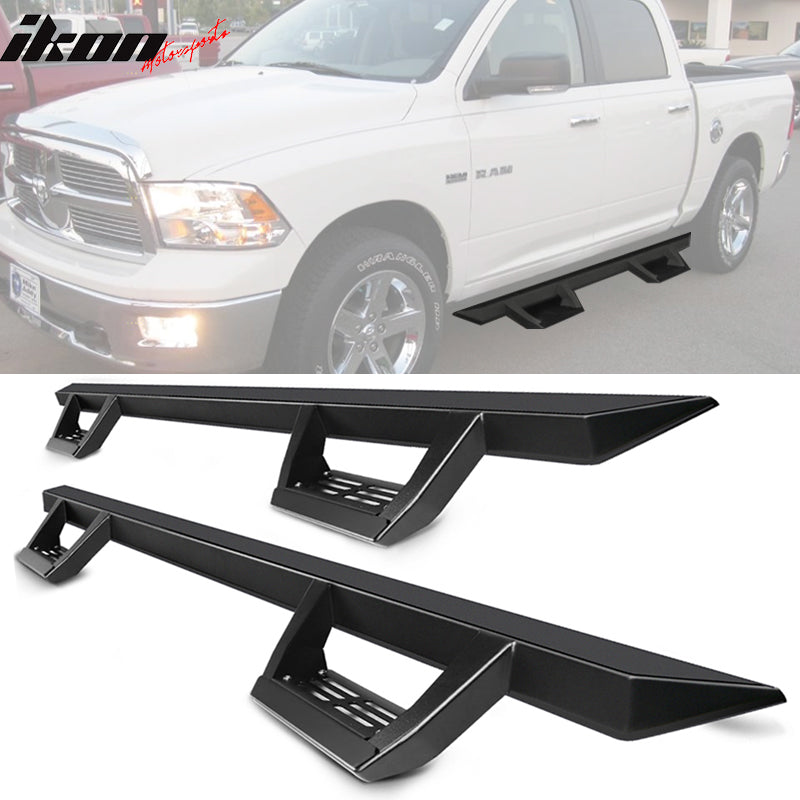 2009-2023 Dodge Ram 1500 IKON V2 Style Black Running Board Solid Steel