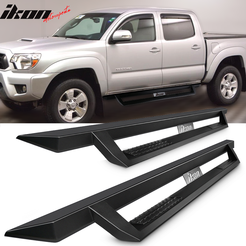 2005-2022 Toyota Tacoma Double Cab IKON V1 Black Running Boards Steel