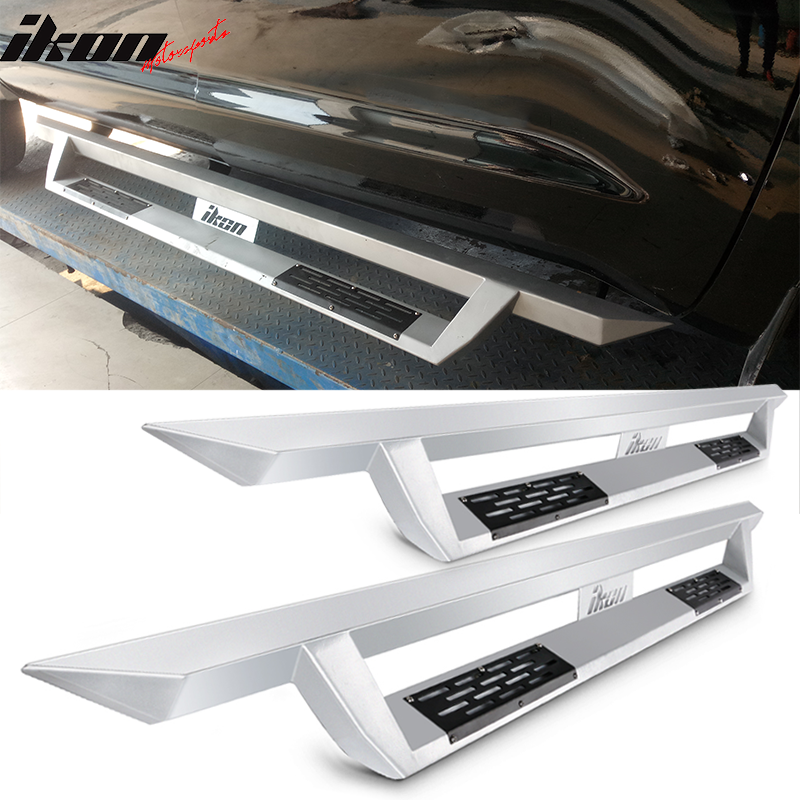 2007-2021 Toyota Tundra Crew Max IKON V1 Silver Running Boards Steel