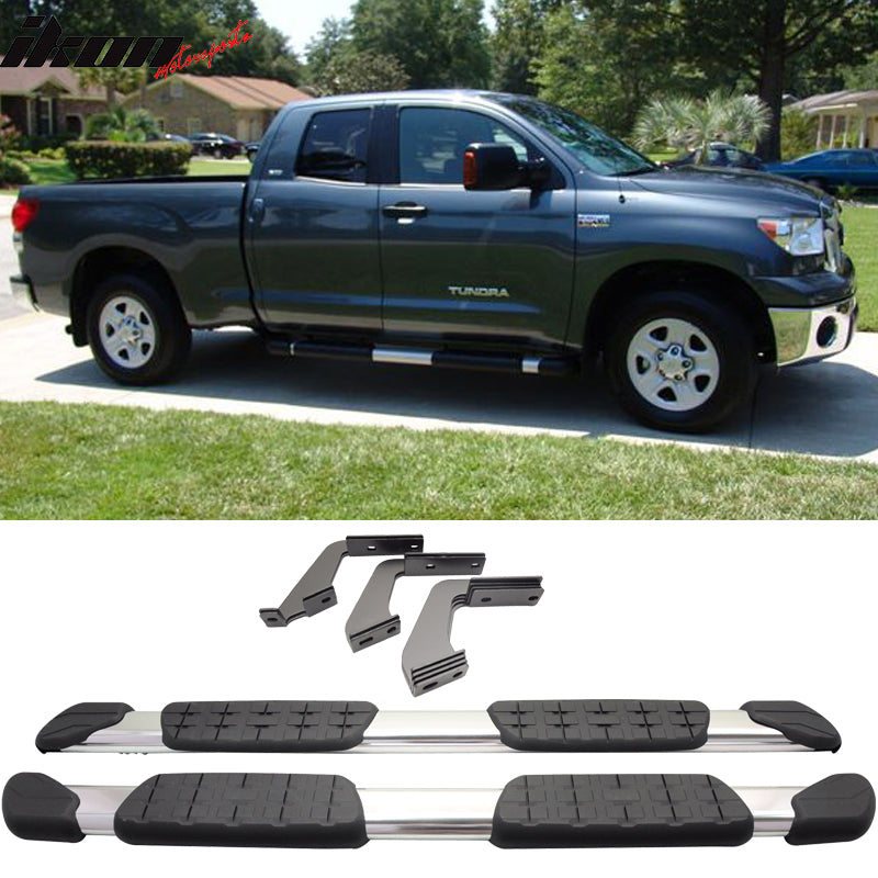 2007-2021 Toyota Tundra Double Cab OE Silver Running Boards Aluminum